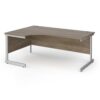 Contract 25 left hand ergonomic desk with silver cantilever leg 1800mm - Nebraska Oak Top - CC18EL-S-NO