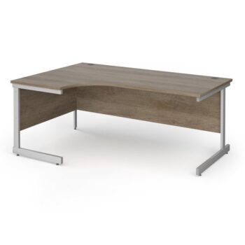 Contract 25 left hand ergonomic desk with silver cantilever leg 1800mm - Nebraska Oak Top - CC18EL-S-NO