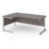 Contract 25 left hand ergonomic desk with white cantilever leg 1800mm - Grey Oak Top - CC18EL-WH-GO