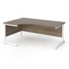 Contract 25 left hand ergonomic desk with white cantilever leg 1800mm - Nebraska Oak Top - CC18EL-WH-NO