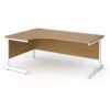 Contract 25 left hand ergonomic desk with white cantilever leg 1800mm - Oak Top - CC18EL-WH-O