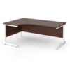 Contract 25 left hand ergonomic desk with white cantilever leg 1800mm - Walnut top - CC18EL-WH-W