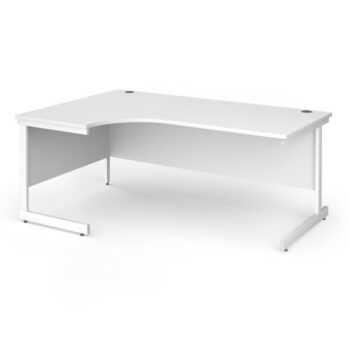 Contract 25 left hand ergonomic desk with white cantilever leg 1800mm - White Top - CC18EL-WH-WH