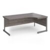Contract 25 right hand ergonomic desk with graphite cantilever leg 1800mm - Grey Oak Top - CC18ER-G-GO