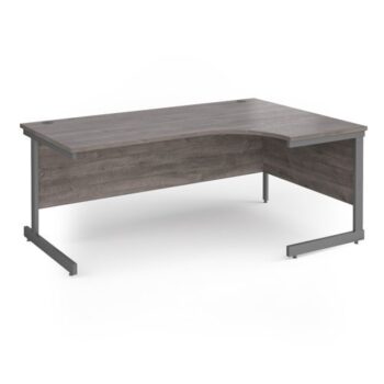 Contract 25 right hand ergonomic desk with graphite cantilever leg 1800mm - Grey Oak Top - CC18ER-G-GO