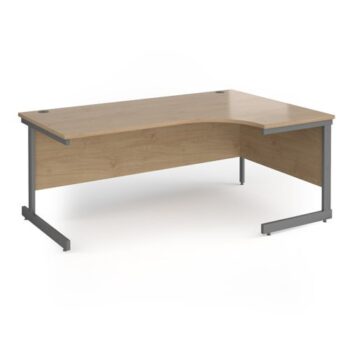 Contract 25 right hand ergonomic desk with graphite cantilever leg 1800mm - Kendal Oak Top - CC18ER-G-KO