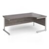 Contract 25 right hand ergonomic desk with silver cantilever leg 1800mm - Grey Oak Top - CC18ER-S-GO