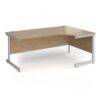 Contract 25 right hand ergonomic desk with silver cantilever leg 1800mm - Kendal Oak Top - CC18ER-S-KO