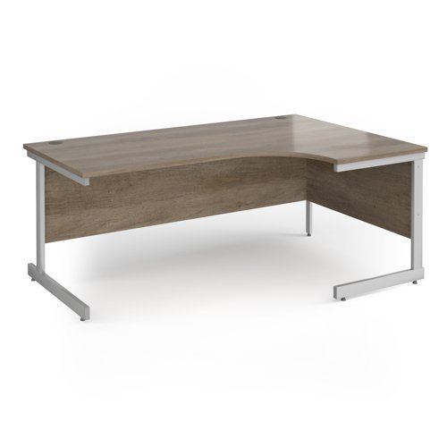 Contract 25 right hand ergonomic desk with silver cantilever leg 1800mm - Nebraska Oak Top - CC18ER-S-NO