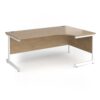 Contract 25 right hand ergonomic desk with white cantilever leg 1800mm - Kendal Oak Top - CC18ER-WH-KO