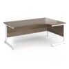 Contract 25 right hand ergonomic desk with white cantilever leg 1800mm - Nebraska Oak Top - CC18ER-WH-NO