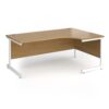 Contract 25 right hand ergonomic desk with white cantilever leg 1800mm - Oak Top - CC18ER-WH-O