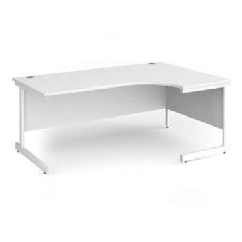 Contract 25 right hand ergonomic desk with white cantilever leg 1800mm - White Top - CC18ER-WH-WH