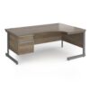 Contract 25 right hand ergonomic desk with 2 drawer pedestal and graphite cantilever leg 1800mm - Nebraska Oak Top - CC18ER2-G-NO
