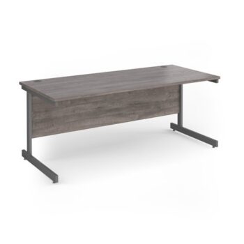 Contract 25 straight desk with graphite cantilever leg 1800mm x 800mm - Grey Oak Top - CC18S-G-GO