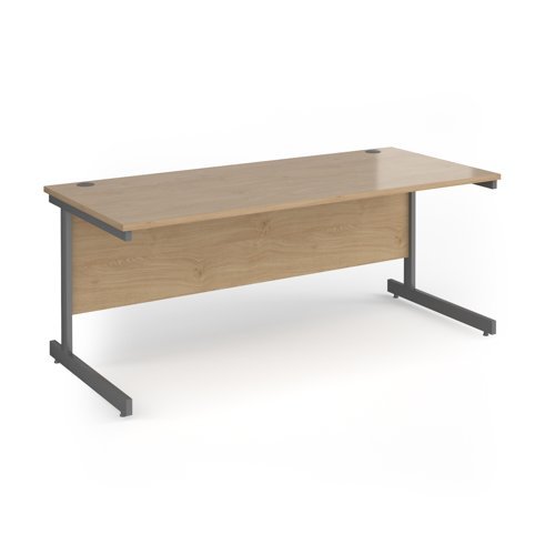 Contract 25 straight desk with graphite cantilever leg 1800mm x 800mm - Kendal Oak Top - CC18S-G-KO