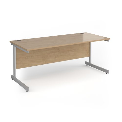 Contract 25 straight desk with silver cantilever leg 1800mm x 800mm - Kendal Oak Top - CC18S-S-KO