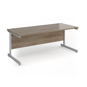 Contract 25 straight desk with silver cantilever leg 1800mm x 800mm - Nebraska Oak Top - CC18S-S-NO