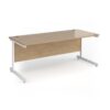 Contract 25 straight desk with white cantilever leg 1800mm x 800mm - Kendal Oak Top - CC18S-WH-KO
