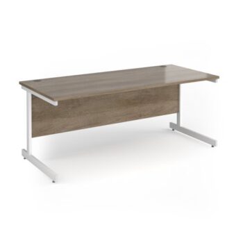 Contract 25 straight desk with white cantilever leg 1800mm x 800mm - Nebraska Oak Top - CC18S-WH-NO