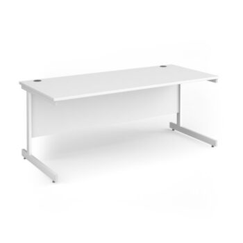 Contract 25 straight desk with white cantilever leg 1800mm x 800mm - White Top - CC18S-WH-WH