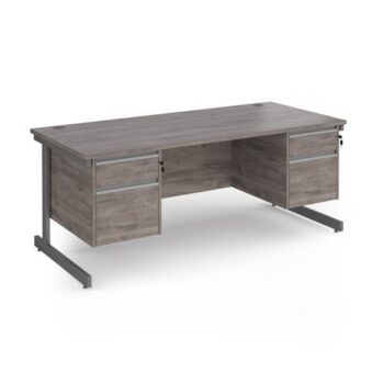 Contract 25 straight desk with 2 and 2 drawer pedestals and graphite cantilever leg 1800mm x 800mm - Grey Oak Top - CC18S22-G-GO