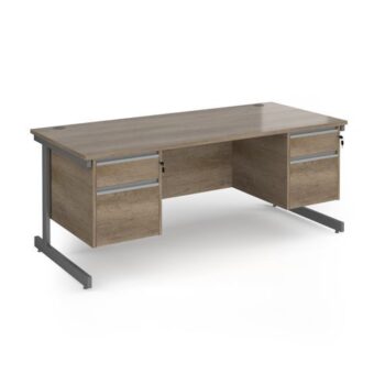 Contract 25 straight desk with 2 and 2 drawer pedestals and graphite cantilever leg 1800mm x 800mm - Nebraska Oak Top - CC18S22-G-NO