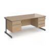 Contract 25 straight desk with 2 and 3 drawer pedestals and graphite cantilever leg 1800mm x 800mm - Kendal Oak Top - CC18S23-G-KO