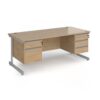 Contract 25 straight desk with 2 and 3 drawer pedestals and silver cantilever leg 1800mm x 800mm - Kendal Oak Top - CC18S23-S-KO