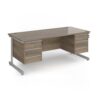 Contract 25 straight desk with 3 and 3 drawer pedestals and silver cantilever leg 1800mm x 800mm - Nebraska Oak Top - CC18S33-S-NO