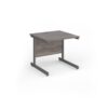 Contract 25 straight desk with graphite cantilever leg 800mm x 800mm - Grey Oak Top - CC8S-G-GO