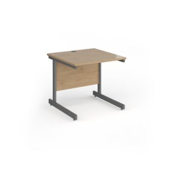 Contract 25 straight desk with graphite cantilever leg 800mm x 800mm - Kendal Oak Top - CC8S-G-KO