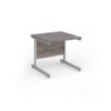 Contract 25 straight desk with silver cantilever leg 800mm x 800mm - Grey Oak Top - CC8S-S-GO