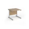 Contract 25 straight desk with silver cantilever leg 800mm x 800mm - Kendal Oak Top - CC8S-S-KO
