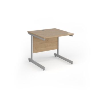 Contract 25 straight desk with silver cantilever leg 800mm x 800mm - Kendal Oak Top - CC8S-S-KO