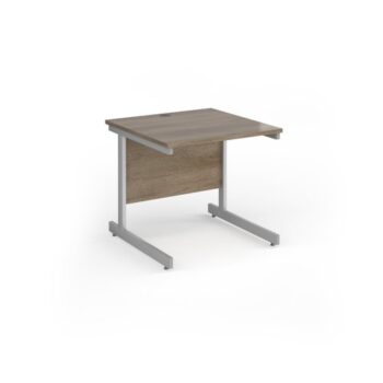 Contract 25 straight desk with silver cantilever leg 800mm x 800mm - Nebraska Oak Top - CC8S-S-NO