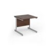Contract 25 straight desk with silver cantilever leg 800mm x 800mm - Walnut top - CC8S-S-W