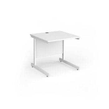Contract 25 straight desk with white cantilever leg 800mm x 800mm - White Top - CC8S-WH-WH