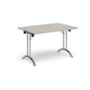 Rectangular folding leg table with chrome legs and curved foot rails 1200mm x 800mm - Light Grey - CFL1200-C-LG