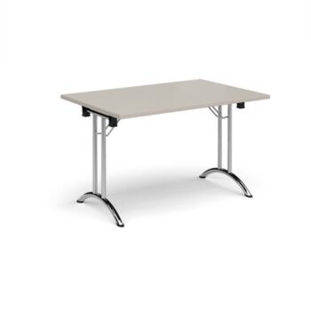 Rectangular folding leg table with chrome legs and curved foot rails 1200mm x 800mm - Light Grey - CFL1200-C-LG