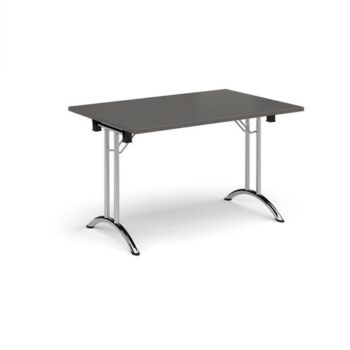 Rectangular folding leg table with chrome legs and curved foot rails 1200mm x 800mm - Onyx Grey - CFL1200-C-OG