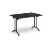 Rectangular folding leg table with black legs and curved foot rails 1200mm x 800mm - Black - CFL1200-K-BK