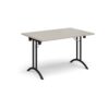 Rectangular folding leg table with black legs and curved foot rails 1200mm x 800mm - Light Grey - CFL1200-K-LG