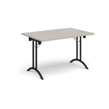 Rectangular folding leg table with black legs and curved foot rails 1200mm x 800mm - Light Grey - CFL1200-K-LG