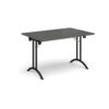 Rectangular folding leg table with black legs and curved foot rails 1200mm x 800mm - Onyx Grey - CFL1200-K-OG