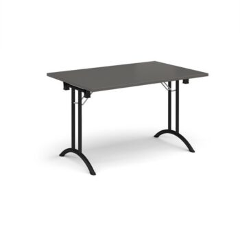 Rectangular folding leg table with black legs and curved foot rails 1200mm x 800mm - Onyx Grey - CFL1200-K-OG