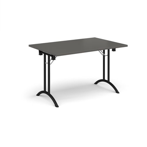 Rectangular folding leg table with black legs and curved foot rails 1200mm x 800mm - Onyx Grey - CFL1200-K-OG