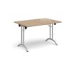 Rectangular folding leg table with silver legs and curved foot rails 1200mm x 800mm - Kendal Oak - CFL1200-S-KO