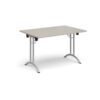 Rectangular folding leg table with silver legs and curved foot rails 1200mm x 800mm - Light Grey - CFL1200-S-LG