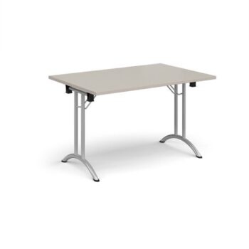 Rectangular folding leg table with silver legs and curved foot rails 1200mm x 800mm - Light Grey - CFL1200-S-LG